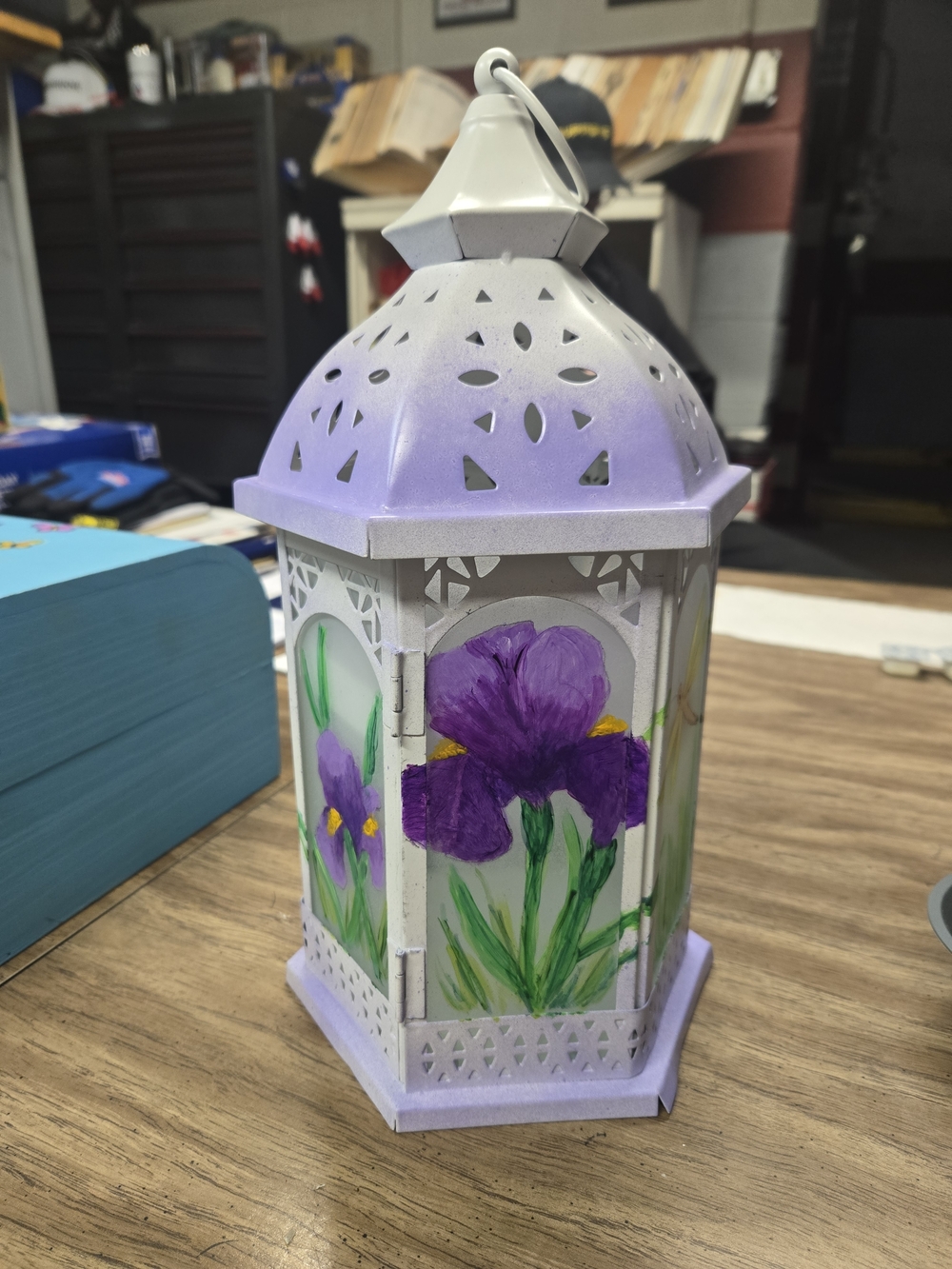 Decorative Purple Floral Lantern - Home Accents